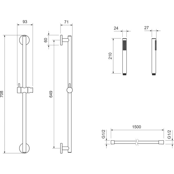 Душевой гарнитур Aquatek Европа AQ2012BG, золото шлифованное фото 3