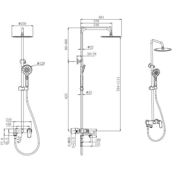 Душевая стойка Aquatek Вега AQ2040MB, чёрный матовый, Цвет производителя: чёрный матовый - 6 Душевая стойка Aquatek Вега AQ2040MB, чёрный матовый, Цвет производителя: чёрный матовый фото 6