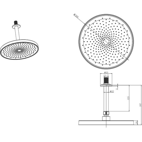 Верхний душ Aquatek  260x260 мм AQ2070CR фото 4