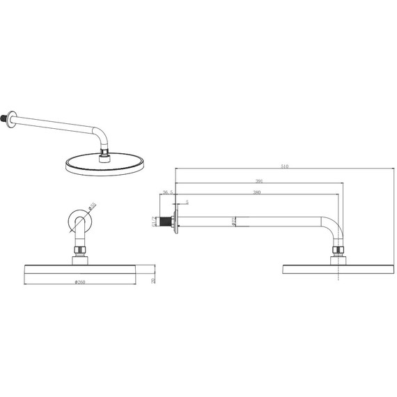 Верхний душ Aquatek  260x260 мм AQ2080CR фото 3