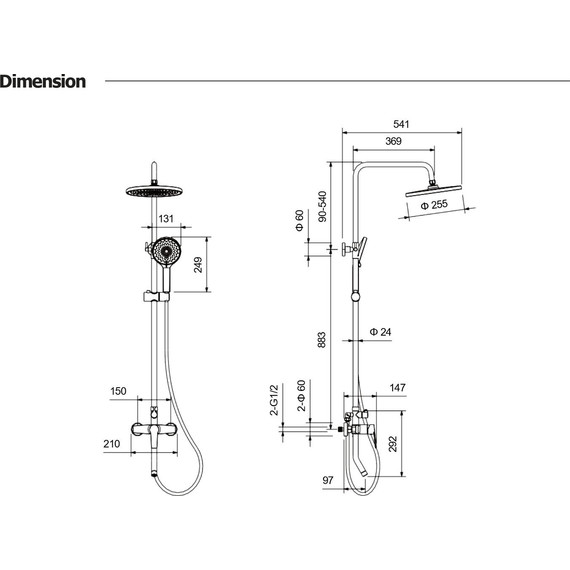 Душевая стойка Aquatek Лугано AQ2740BGM, оружейная сталь - 4 Душевая стойка Aquatek Лугано AQ2740BGM, оружейная сталь фото 4