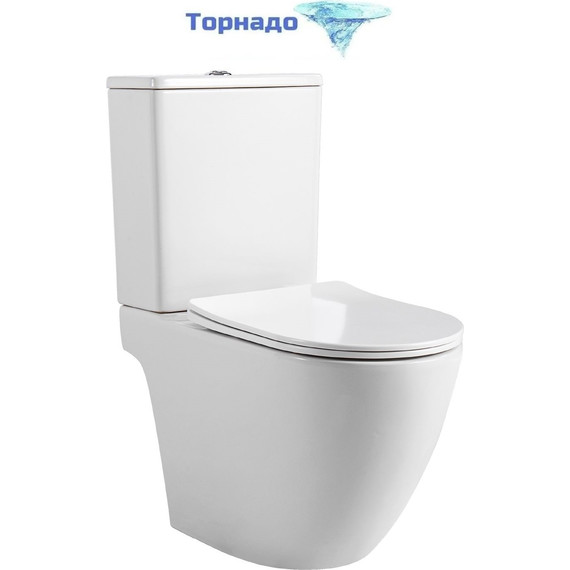 Унитаз-компакт безободковый Aquatek Европа AQ2903T-00 с тонкой крышкой микролифт (система смыва Торнадо) фото 