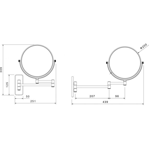 Зеркало косметическое настенное Aquatek AQ4910BG, цвет золото шлифованное фото 2