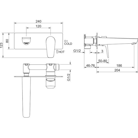 Смеситель для раковины настенный Aquatek Бетта AQ1113CR, Цвет производителя: хром фото 9