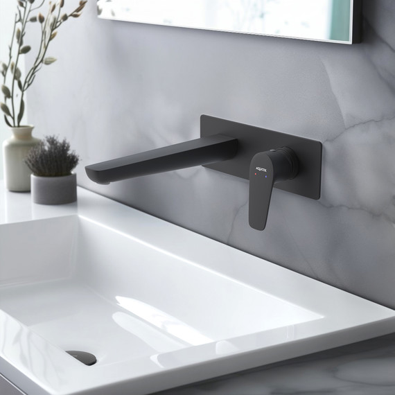 Смеситель для раковины настенный Aquatek Бетта AQ1113MB, чёрный матовый, Цвет производителя: чёрный матовый фото 2