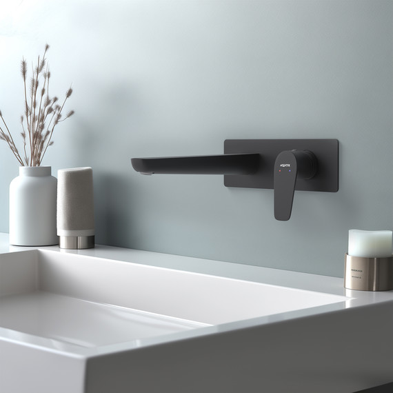 Смеситель для раковины настенный Aquatek Бетта AQ1113MB, чёрный матовый, Цвет производителя: чёрный матовый фото 3