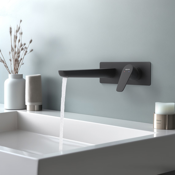 Смеситель для раковины настенный Aquatek Бетта AQ1113MB, чёрный матовый, Цвет производителя: чёрный матовый фото 4