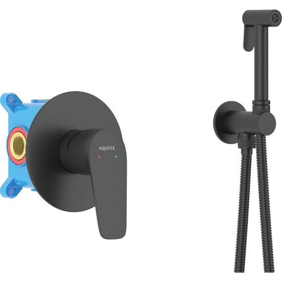 Набор для гигиенического душа Aquatek Бетта AQ1119MB (со скрытой частью) чёрный матовый фото 2