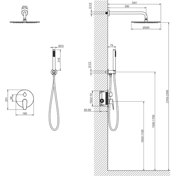 Душевая система для душа Aquatek Бетта AQ1172CR (со скрытой частью), Цвет производителя: хром - 16 Душевая система для душа Aquatek Бетта AQ1172CR (со скрытой частью), Цвет производителя: хром фото 16