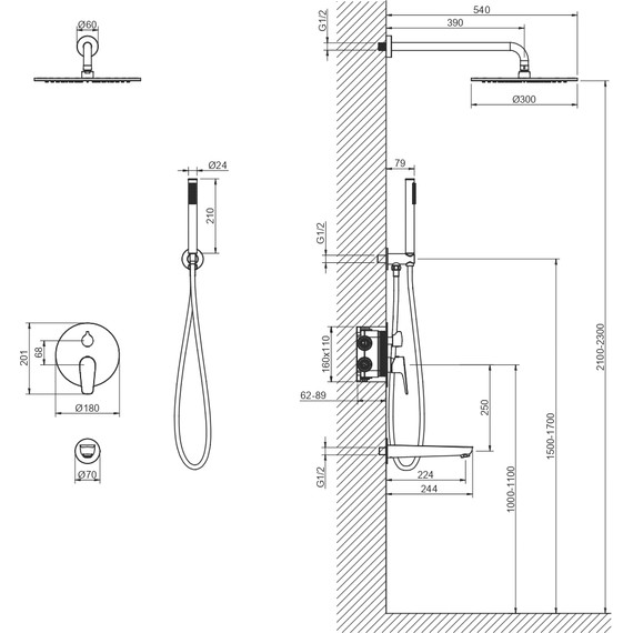 Душевая система для ванны Aquatek Бетта AQ1173CR (со скрытой частью), Цвет производителя: хром - 11 Душевая система для ванны Aquatek Бетта AQ1173CR (со скрытой частью), Цвет производителя: хром фото 11