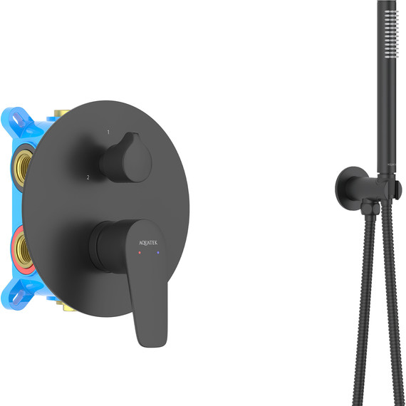 Душевая система для ванны Aquatek Бетта AQ1173MB (со скрытой частью) чёрный матовый, Цвет производителя: чёрный матовый фото 4