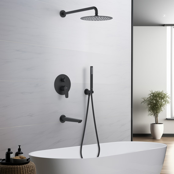 Душевая система для ванны Aquatek Бетта AQ1173MB (со скрытой частью) чёрный матовый, Цвет производителя: чёрный матовый фото 7
