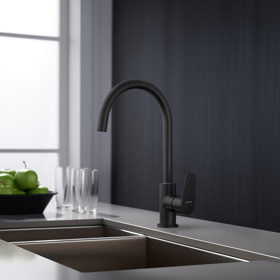 Смеситель для кухни Aquatek Бетта AQ1182MB, чёрный матовый, Цвет производителя: чёрный матовый фото 6