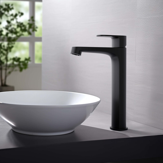 Смеситель для раковины высокий Aquatek Оберон AQ1204MB, чёрный матовый, Цвет производителя: чёрный матовый фото 2