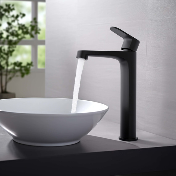 Смеситель для раковины высокий Aquatek Оберон AQ1204MB, чёрный матовый, Цвет производителя: чёрный матовый фото 3