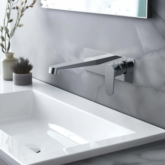 Смеситель для раковины настенный Aquatek Оберон AQ1213CR, Цвет производителя: хром фото 2