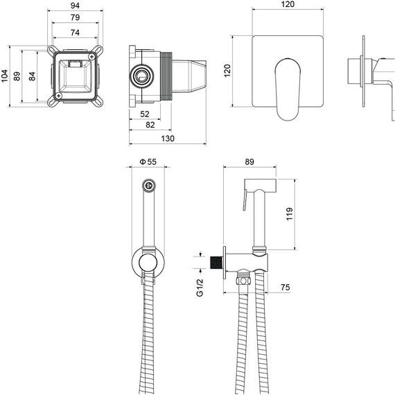 Набор для гигиенического душа Aquatek Оберон AQ1219MB (со скрытой частью) чёрный матовый - 6 Набор для гигиенического душа Aquatek Оберон AQ1219MB (со скрытой частью) чёрный матовый фото 6