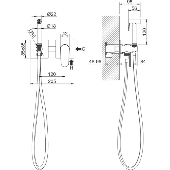 Набор для гигиенического душа Aquatek Оберон AQ1220CR (со скрытой частью) фото 6