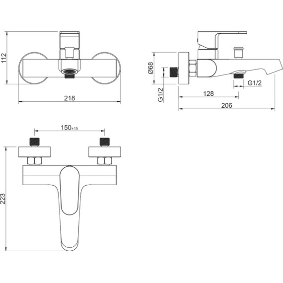 Смеситель для ванны Aquatek Оберон AQ1240MB, чёрный матовый, Цвет производителя: чёрный матовый фото 9