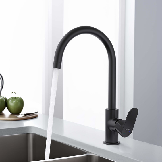 Смеситель для кухни Aquatek Оберон AQ1282MB, чёрный матовый, Цвет производителя: чёрный матовый фото 3