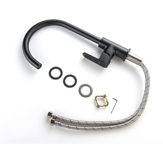 Смеситель для кухни Aquatek Оберон AQ1282MB, чёрный матовый, Цвет производителя: чёрный матовый фото 9