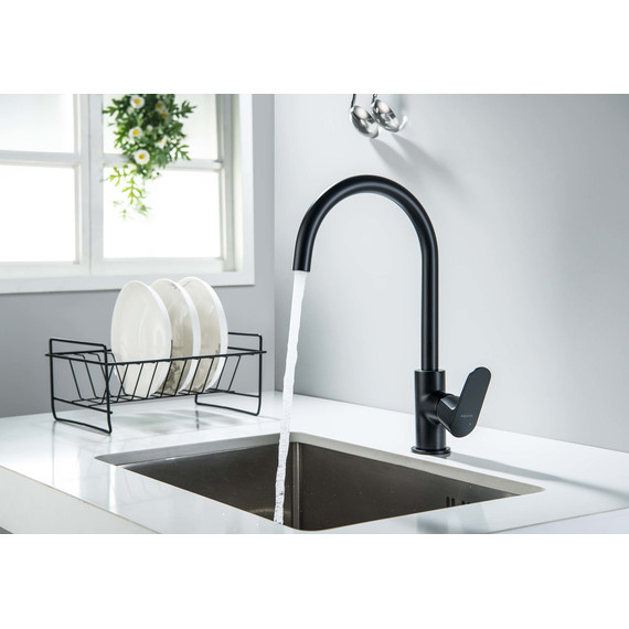 Смеситель для кухни Aquatek Оберон AQ1282MB, чёрный матовый, Цвет производителя: чёрный матовый фото 6