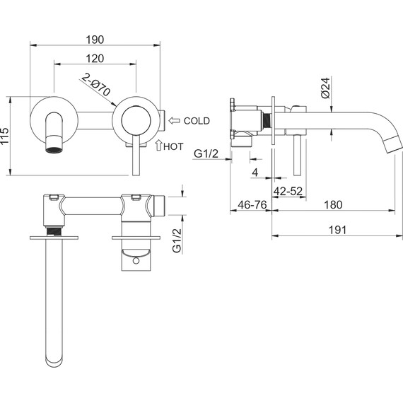 Смеситель для раковины настенный Aquatek Европа AQ1313MB, чёрный матовый, Цвет производителя: чёрный матовый фото 11