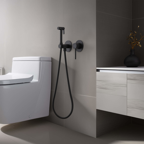 Набор для гигиенического душа Aquatek Европа AQ1319MB (со скрытой частью) чёрный матовый фото 2