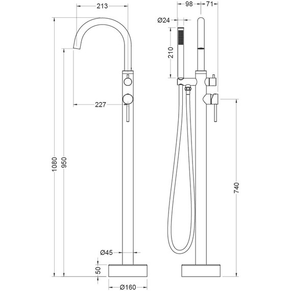Смеситель для ванны Aquatek Европа AQ1345MB, чёрный матовый, Цвет производителя: чёрный матовый фото 7