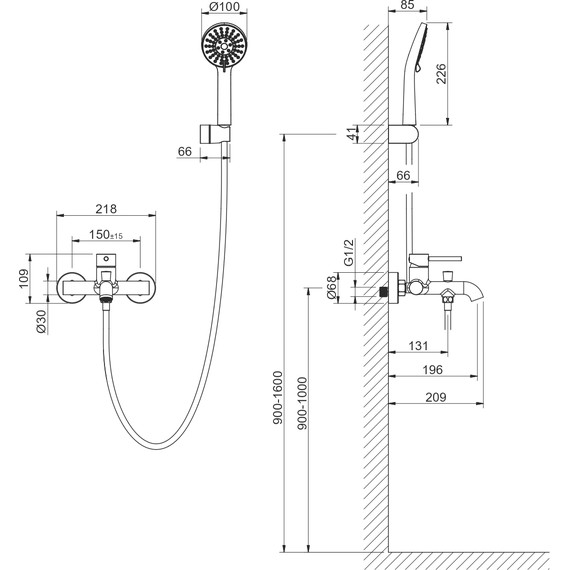 Смеситель для ванны Aquatek Европа AQ1349MB, чёрный матовый, Цвет производителя: чёрный матовый фото 15
