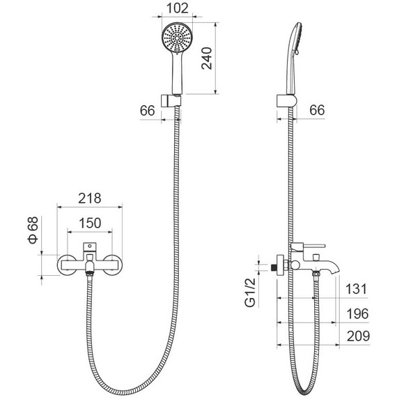 Смеситель для ванны Aquatek Европа AQ1349MB, чёрный матовый, Цвет производителя: чёрный матовый фото 14