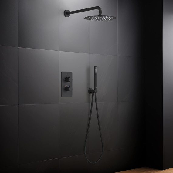 Душевая система для душа термостатом Aquatek Европа AQ1376MB (со скрытой частью) чёрный матовый, Цвет производителя: чёрный матовый фото 2