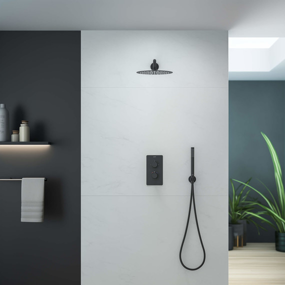 Душевая система для душа термостатом Aquatek Европа AQ1376MB (со скрытой частью) чёрный матовый, Цвет производителя: чёрный матовый фото 4