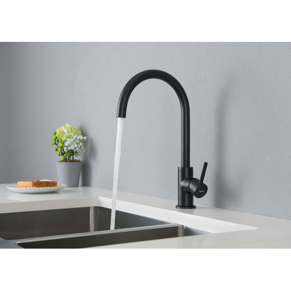 Смеситель для кухни Aquatek Европа AQ1382MB, чёрный матовый, Цвет производителя: чёрный матовый фото 4