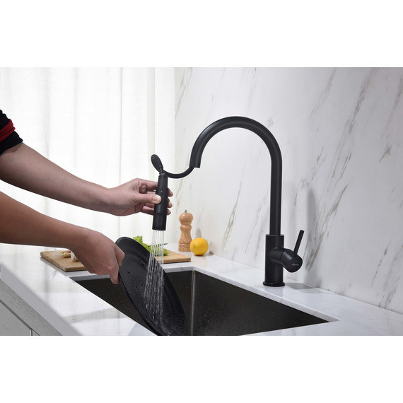 Смеситель для кухни Aquatek Европа AQ1384MB, чёрный матовый, Цвет производителя: чёрный матовый фото 8