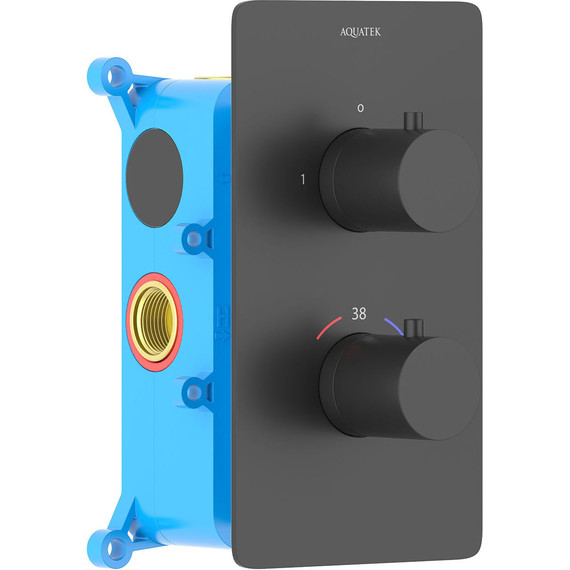 Смеситель для ванны с термостатом Aquatek Европа AQ1392MB (со скрытой частью) чёрный матовый, Цвет производителя: чёрный матовый фото 2