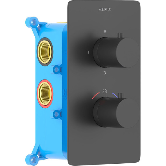 Смеситель для ванны с термостатом Aquatek Европа AQ1393MB (со скрытой частью) чёрный матовый, Цвет производителя: чёрный матовый фото 2