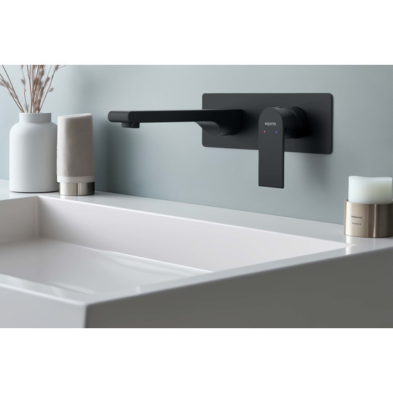 Смеситель для раковины настенный Aquatek Лира AQ1413MB, чёрный матовый, Цвет производителя: чёрный матовый фото 2