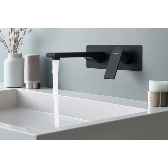 Смеситель для раковины настенный Aquatek Лира AQ1413MB, чёрный матовый, Цвет производителя: чёрный матовый фото 4