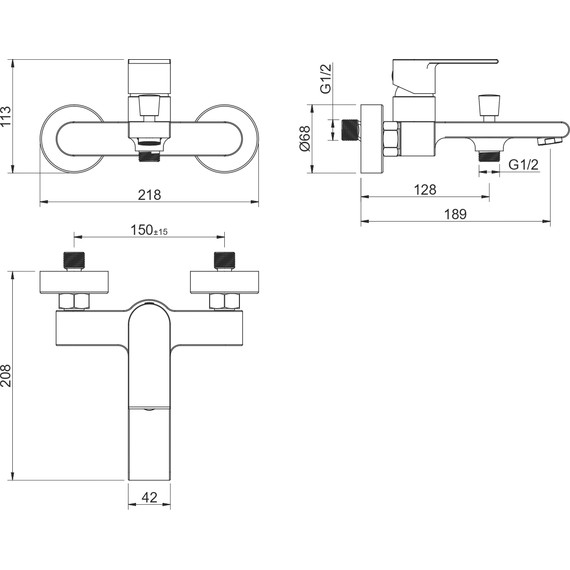 Смеситель для ванны Aquatek Лира AQ1440CR, Цвет производителя: хром фото 3