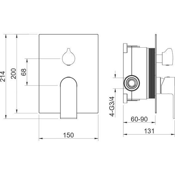 Смеситель для ванны Aquatek Лира AQ1446CR (со скрытой частью), Цвет производителя: хром фото 4
