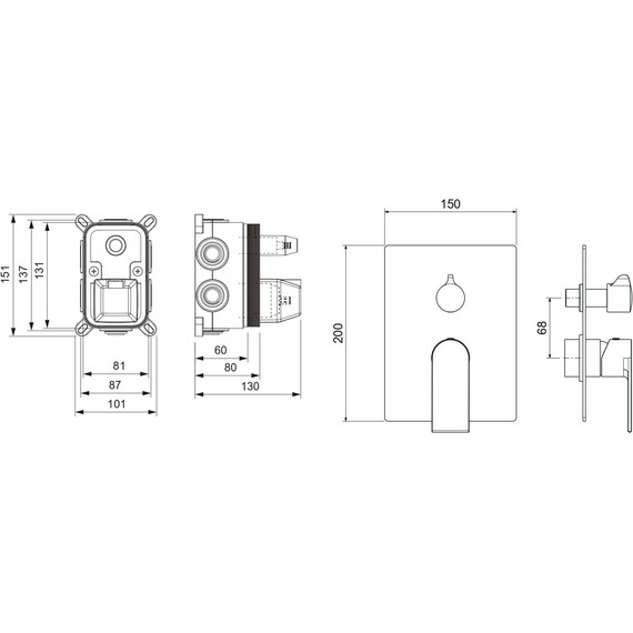 Смеситель для ванны Aquatek Лира AQ1447MB (со скрытой частью) чёрный матовый, Цвет производителя: чёрный матовый фото 3