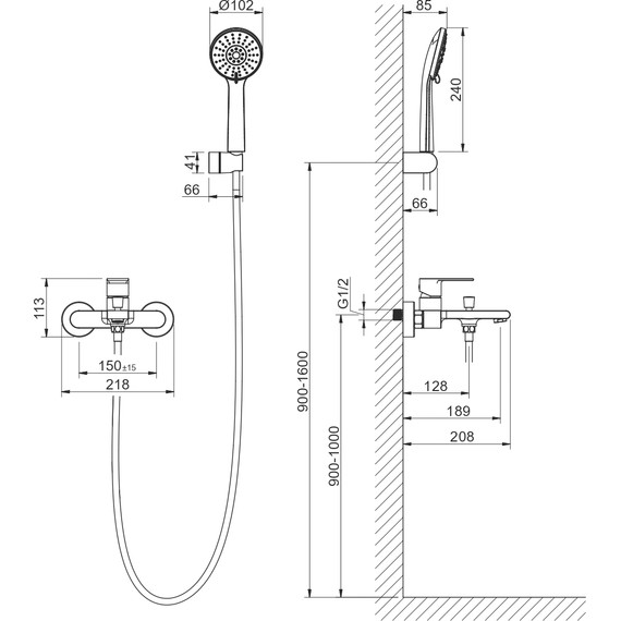 Смеситель для ванны Aquatek Лира AQ1449MB, чёрный матовый, Цвет производителя: чёрный матовый фото 11