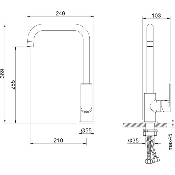 Смеситель для кухни Aquatek Лира AQ1480MB, чёрный матовый, Цвет производителя: чёрный матовый фото 11