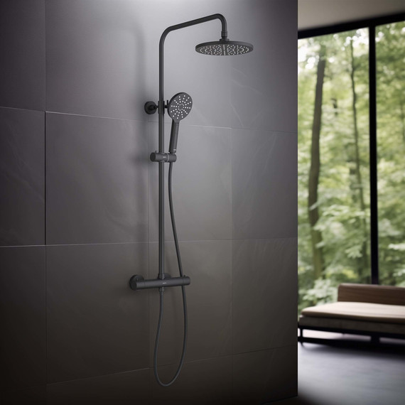 Душевая стойка с термостатом Aquatek Европа AQ2343MB, чёрный матовый, Цвет производителя: чёрный матовый фото 4