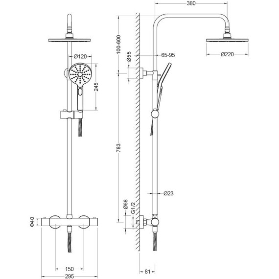 Душевая стойка с термостатом Aquatek Европа AQ2343MB, чёрный матовый, Цвет производителя: чёрный матовый фото 10