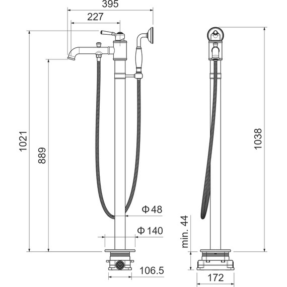 Смеситель для ванны Aquatek Классик AQ1545MB, чёрный матовый, Цвет производителя: чёрный матовый фото 9