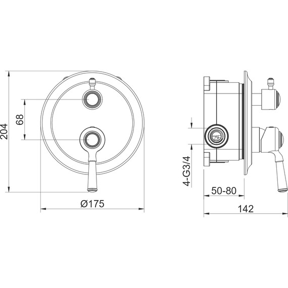 Смеситель для ванны Aquatek Классик AQ1546MB (со скрытой частью) чёрный матовый, Цвет производителя: чёрный матовый фото 4