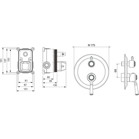 Смеситель для ванны Aquatek Классик AQ1546CR (со скрытой частью), Цвет производителя: хром фото 3