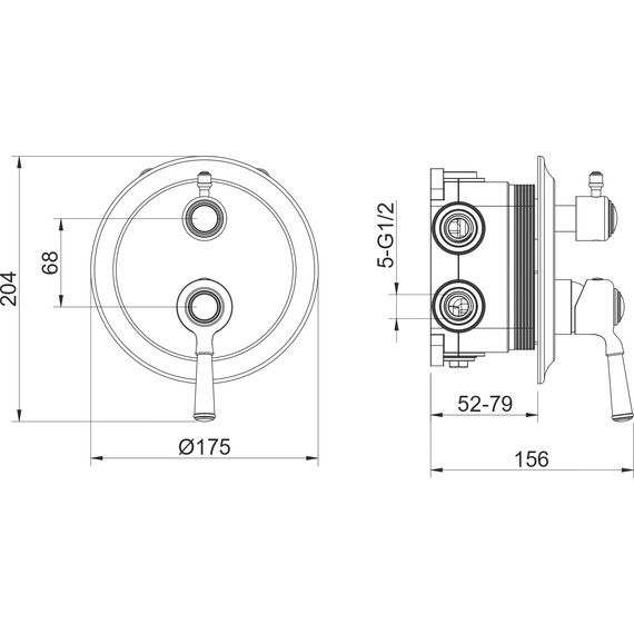 Смеситель для ванны Aquatek Классик AQ1547CR (со скрытой частью), Цвет производителя: хром фото 4